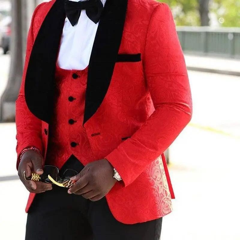 Men’s Suits Gold and Navy Blue Pattern Groom Tuxedos Mens Suits Luxurious Weddings
