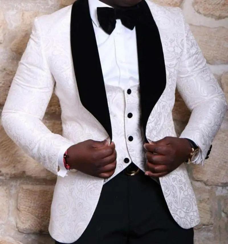 Men’s Suits Gold and Navy Blue Pattern Groom Tuxedos Mens Suits Luxurious Weddings