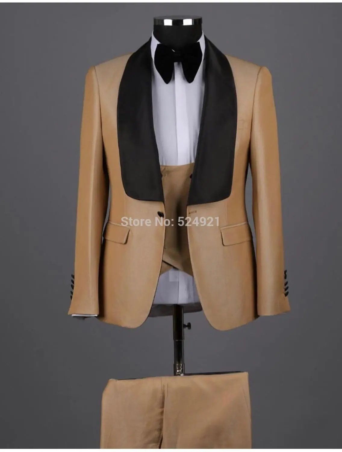 Men Suits Light Navy Blue and Black Groom Tuxedos - Luxurious Weddings