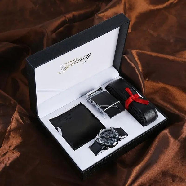 Mens Watch Gift Set With Box  with Leather Belt - Luxurious Weddings