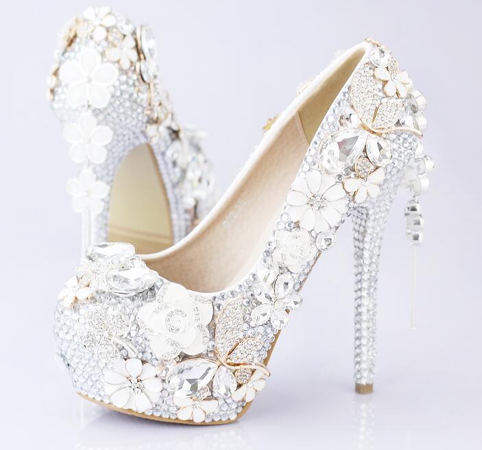 Pink crystal Womens wedding shoes bling shoes Luxurious Weddings