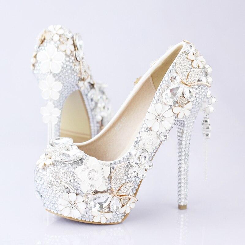 Pink crystal Womens wedding shoes bling shoes Luxurious Weddings