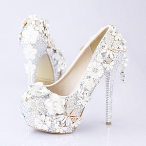 Pink crystal Womens wedding shoes bling shoes Luxurious Weddings