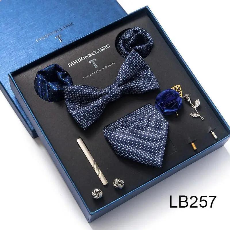Silk Style Necktie & Pocket Squares Gift Box Neckties Luxurious Weddings