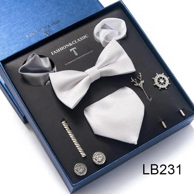Silk Style Necktie & Pocket Squares Gift Box Neckties Luxurious Weddings