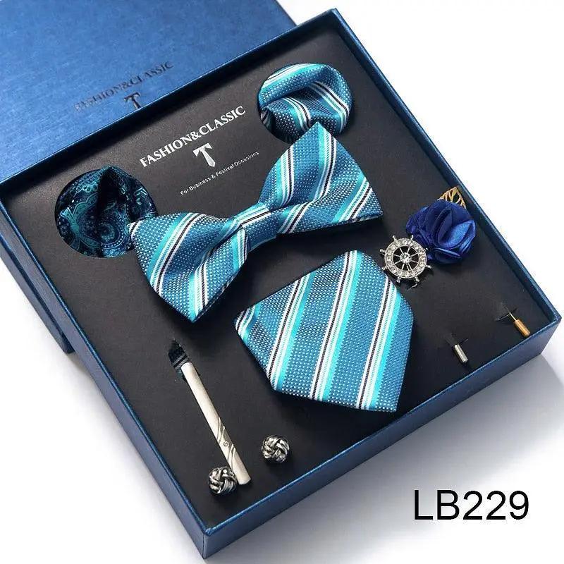 Silk Style Necktie & Pocket Squares Gift Box Neckties Luxurious Weddings