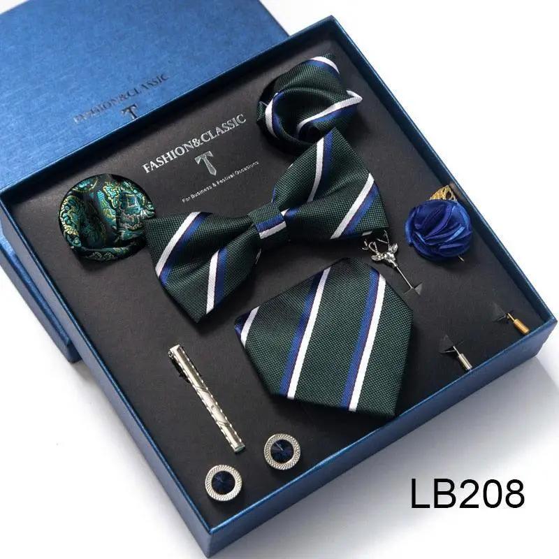 Silk Style Necktie & Pocket Squares Gift Box Neckties Luxurious Weddings