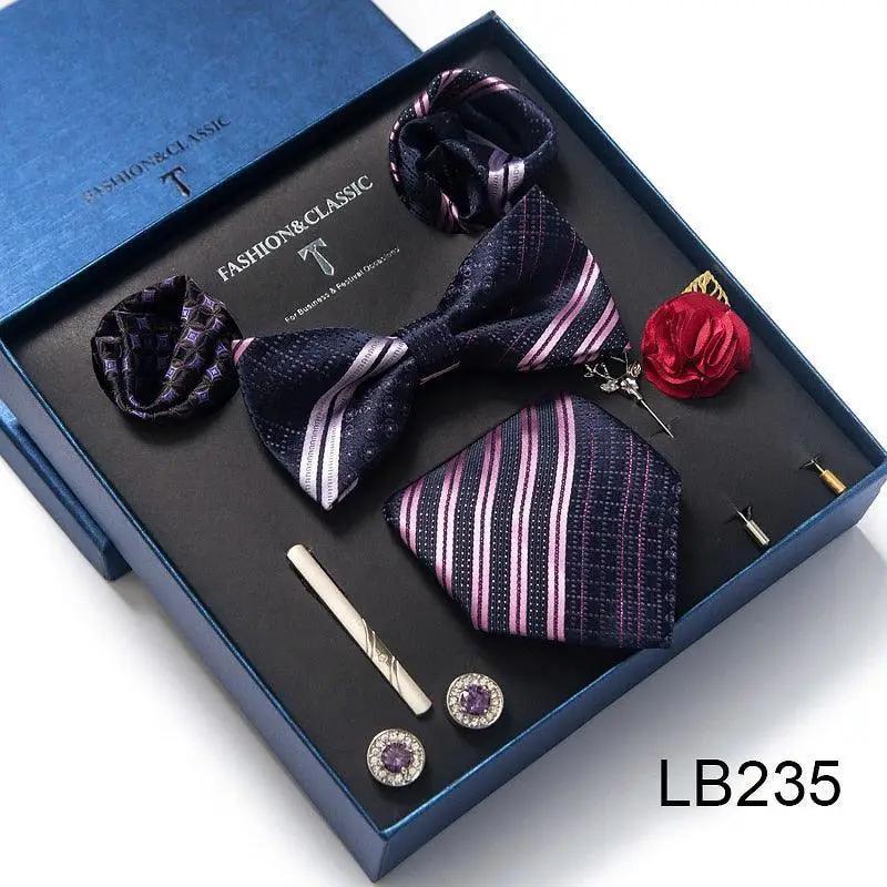 Silk Style Necktie & Pocket Squares Gift Box Neckties Luxurious Weddings