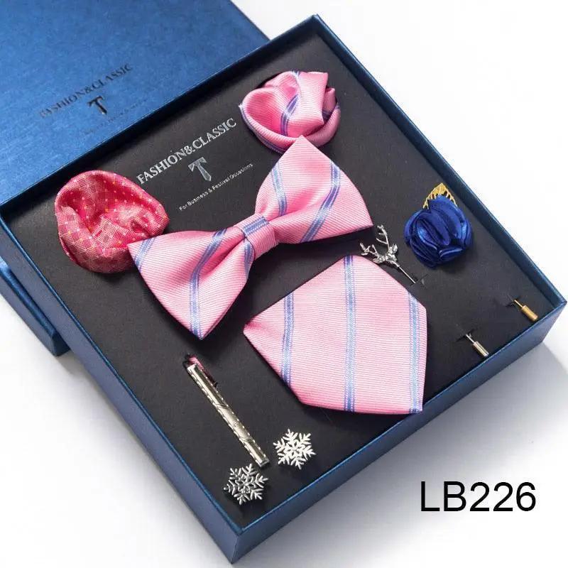 Silk Style Necktie & Pocket Squares Gift Box Neckties Luxurious Weddings