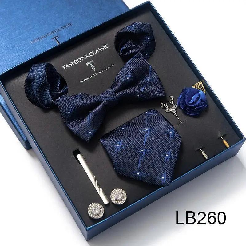 Silk Style Necktie & Pocket Squares Gift Box Neckties Luxurious Weddings