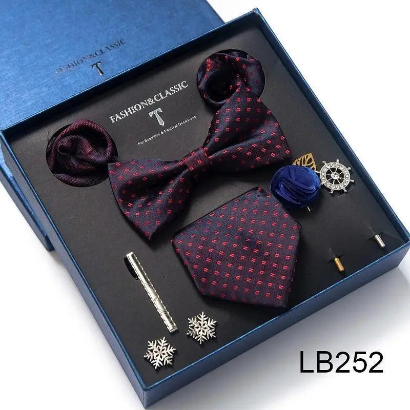 Silk Style Necktie & Pocket Squares Gift Box Neckties Luxurious Weddings