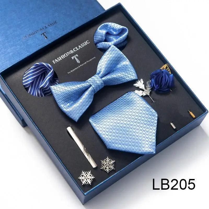 Silk Style Necktie & Pocket Squares Gift Box Neckties Luxurious Weddings