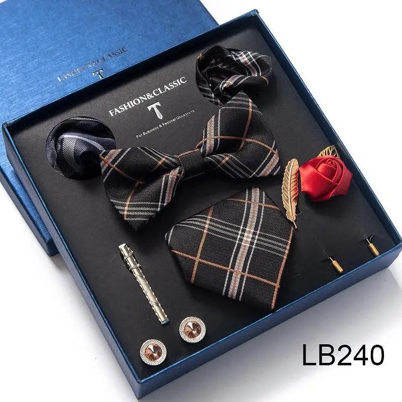 Silk Style Necktie & Pocket Squares Gift Box Neckties Luxurious Weddings