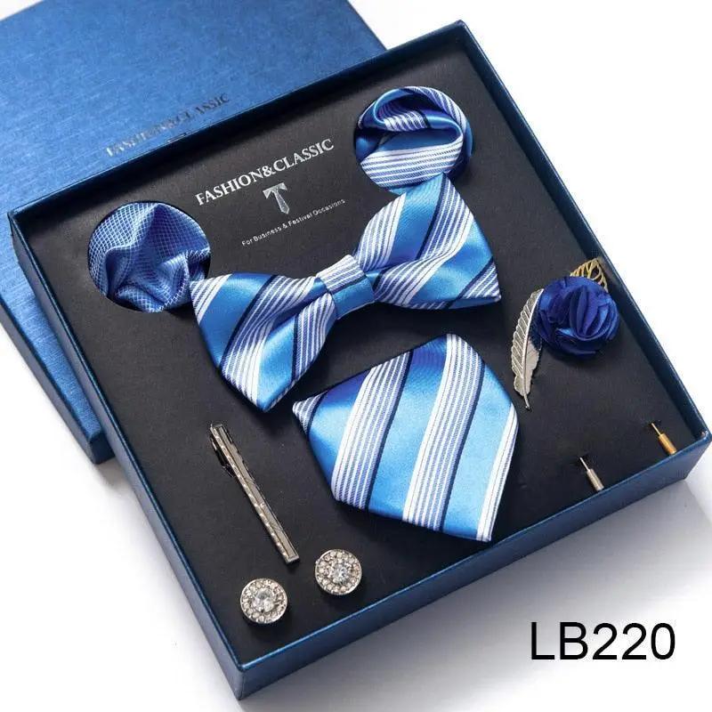 Silk Style Necktie & Pocket Squares Gift Box Neckties Luxurious Weddings