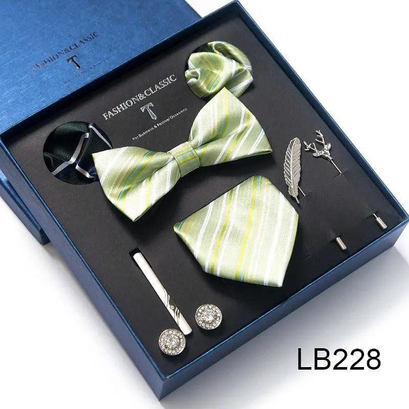 Silk Style Necktie & Pocket Squares Gift Box Neckties Luxurious Weddings