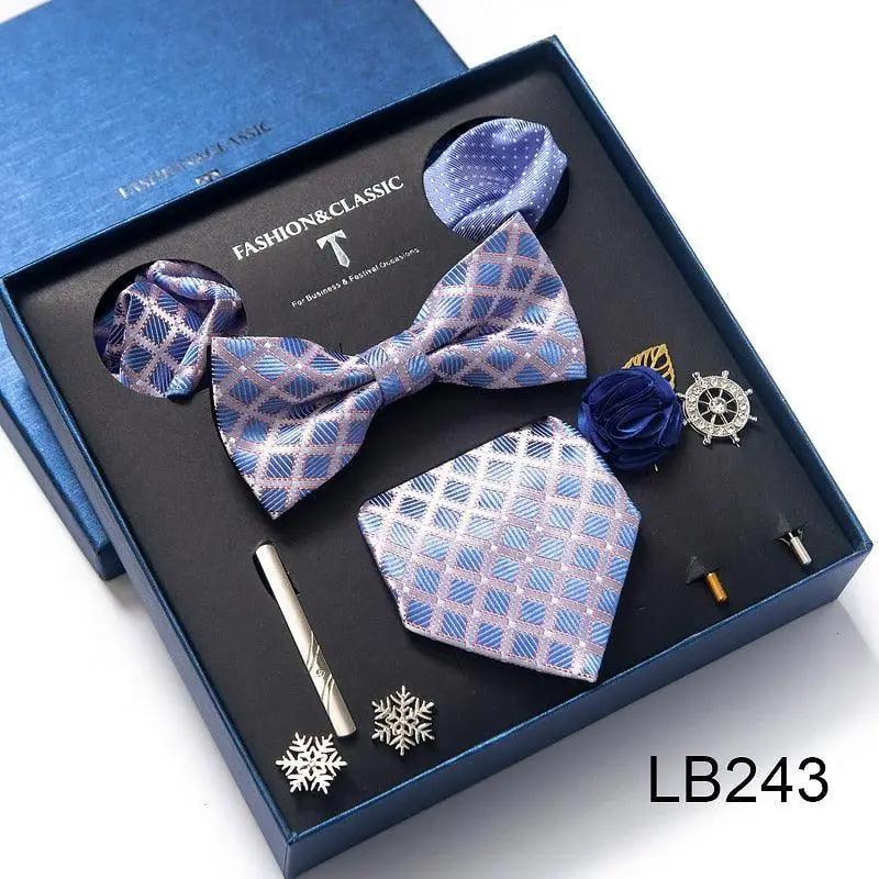 Silk Style Necktie & Pocket Squares Gift Box Neckties Luxurious Weddings