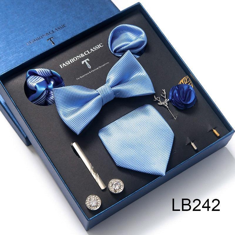 Silk Style Necktie & Pocket Squares Gift Box Neckties Luxurious Weddings
