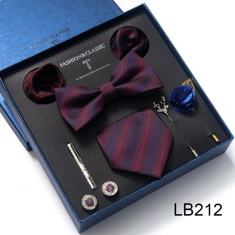 Silk Style Necktie & Pocket Squares Gift Box Neckties Luxurious Weddings