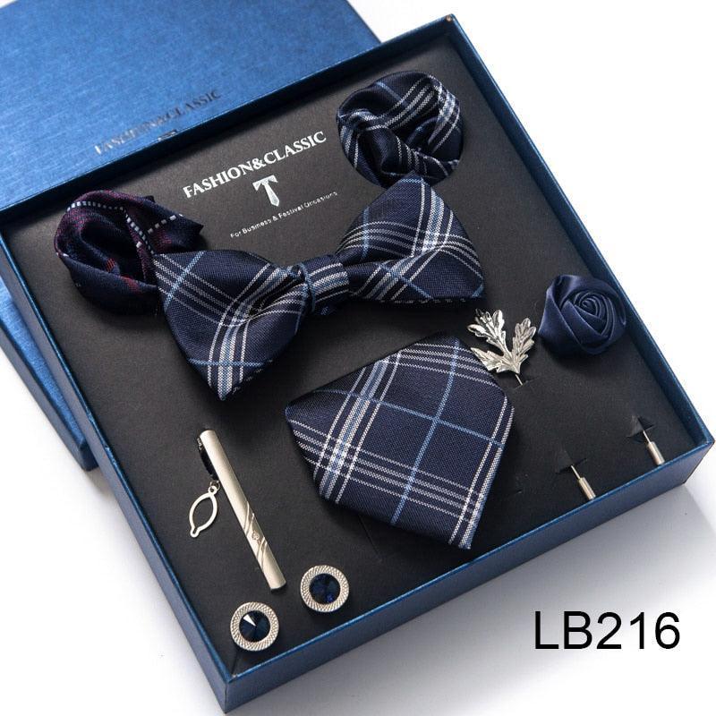 Silk Style Necktie & Pocket Squares Gift Box Neckties Luxurious Weddings