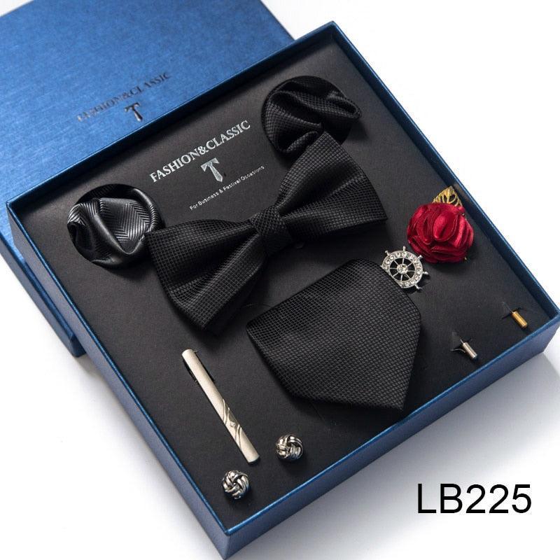 Silk Style Necktie & Pocket Squares Gift Box Neckties Luxurious Weddings