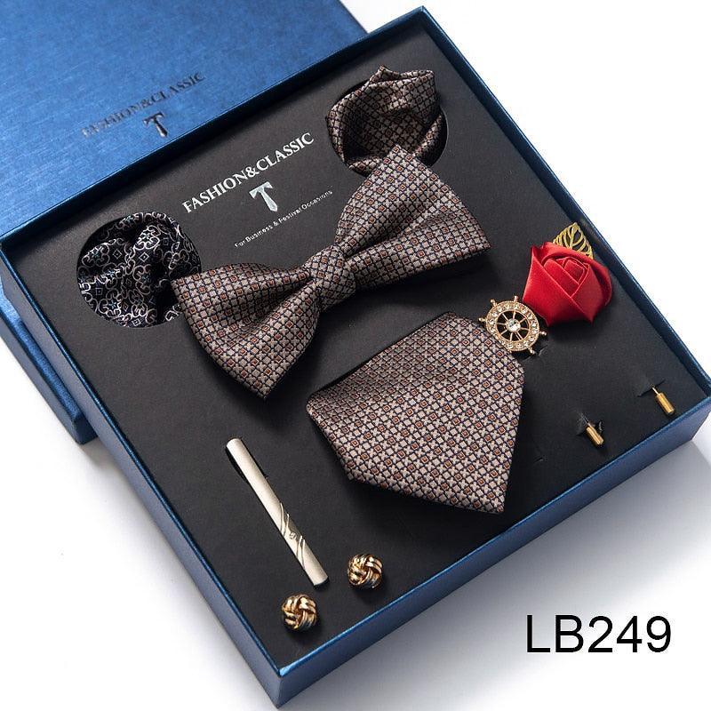 Silk Style Necktie & Pocket Squares Gift Box Neckties Luxurious Weddings