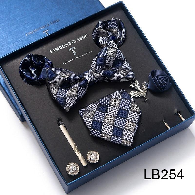 Silk Style Necktie & Pocket Squares Gift Box Neckties Luxurious Weddings