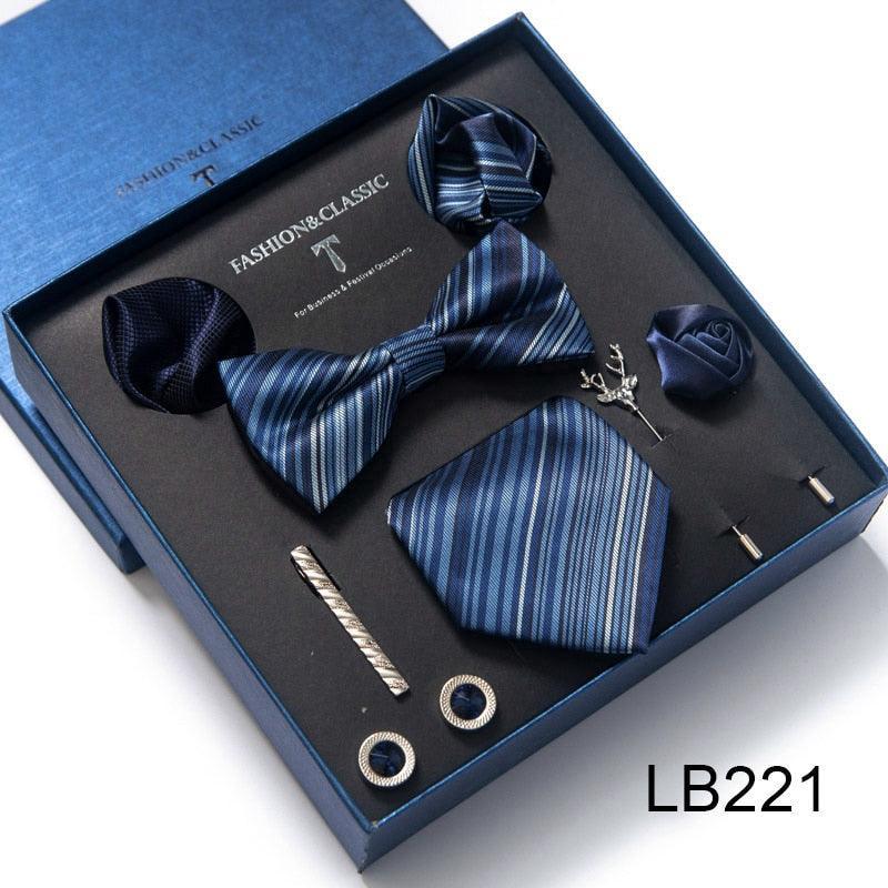 Silk Style Necktie & Pocket Squares Gift Box Neckties Luxurious Weddings
