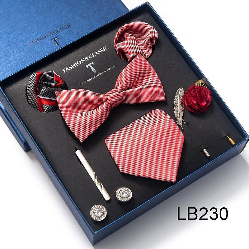 Silk Style Necktie & Pocket Squares Gift Box Neckties Luxurious Weddings