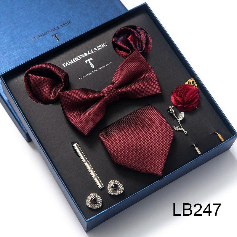 Silk Style Necktie & Pocket Squares Gift Box Neckties Luxurious Weddings
