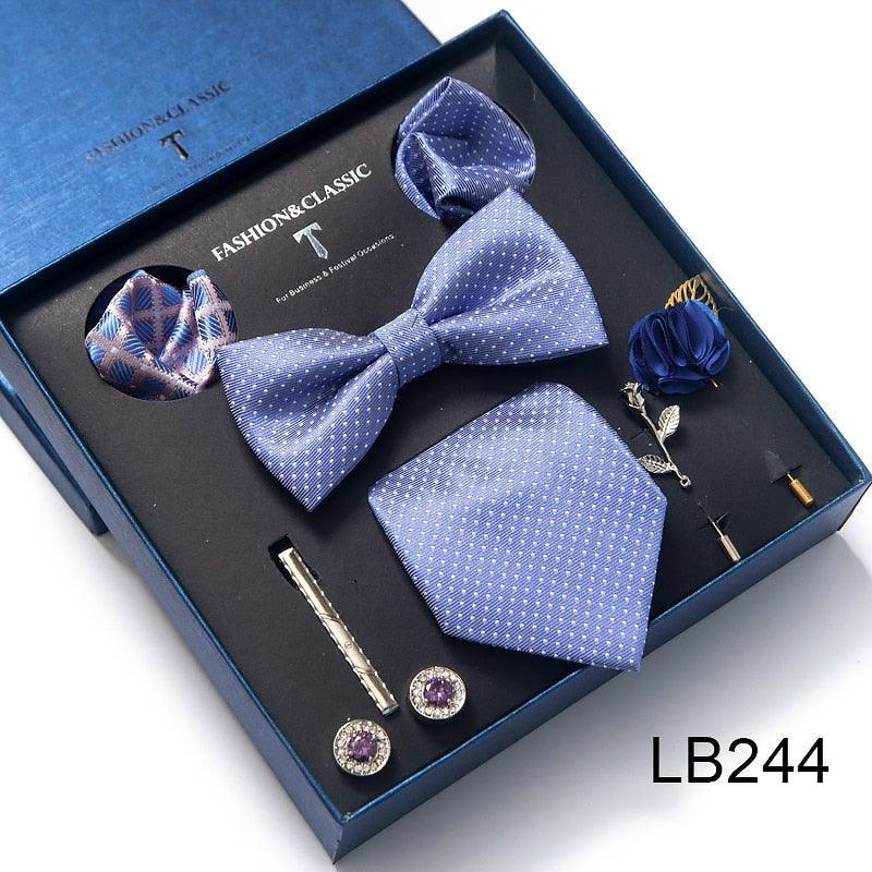 Silk Style Necktie & Pocket Squares Gift Box Neckties Luxurious Weddings