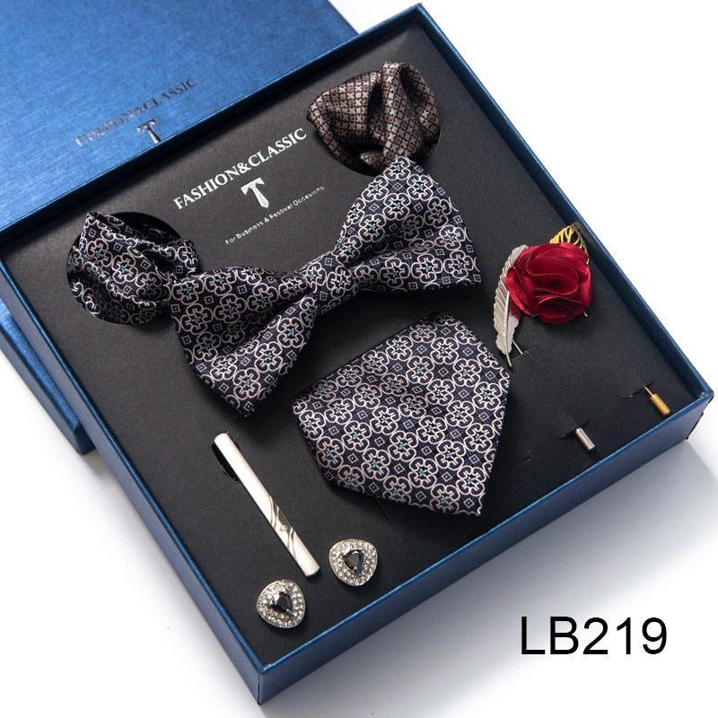 Silk Style Necktie & Pocket Squares Gift Box Neckties Luxurious Weddings
