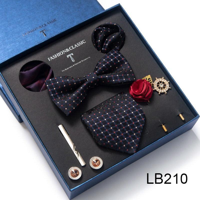 Silk Style Necktie & Pocket Squares Gift Box Neckties Luxurious Weddings