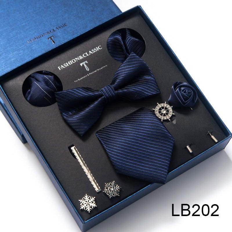 Silk Style Necktie & Pocket Squares Gift Box Neckties Luxurious Weddings