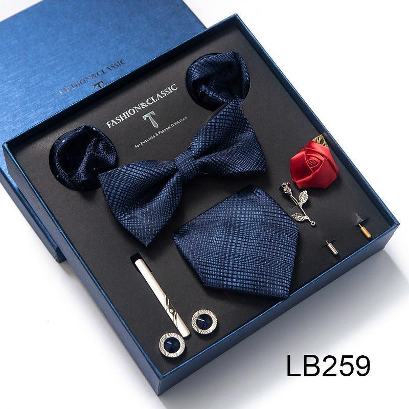 Silk Style Necktie & Pocket Squares Gift Box Neckties Luxurious Weddings