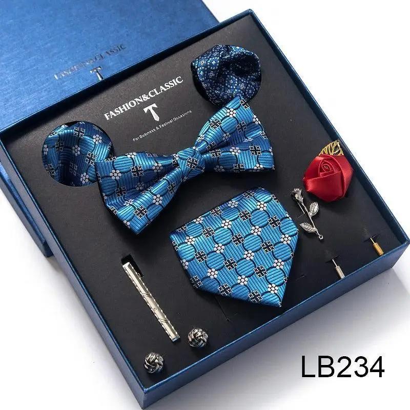 Silk Style Necktie & Pocket Squares Gift Box Neckties Luxurious Weddings