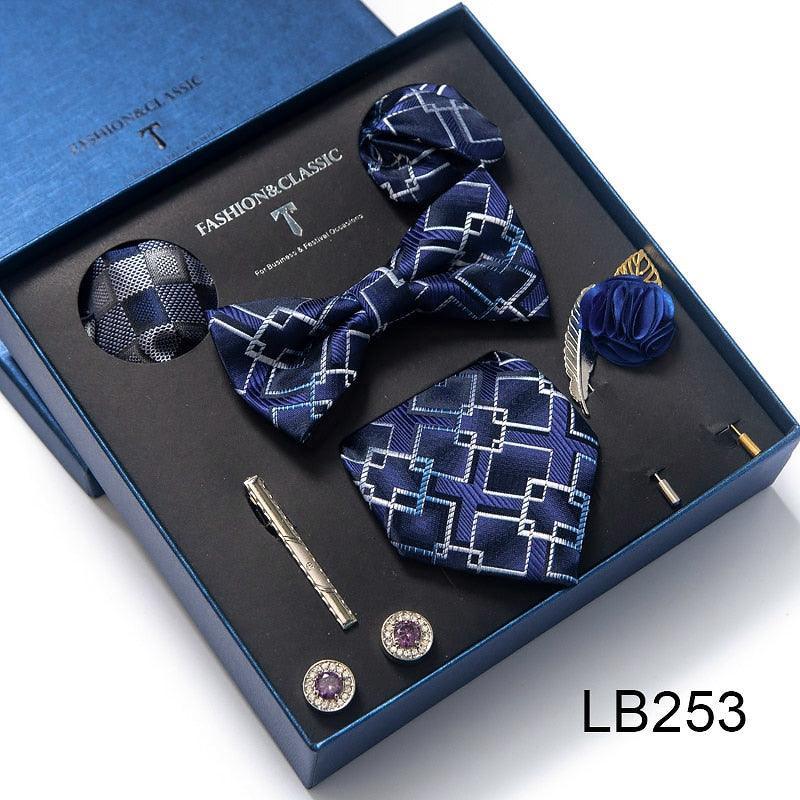 Silk Style Necktie & Pocket Squares Gift Box Neckties Luxurious Weddings