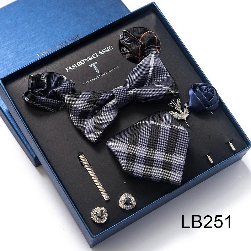 Silk Style Necktie & Pocket Squares Gift Box Neckties Luxurious Weddings