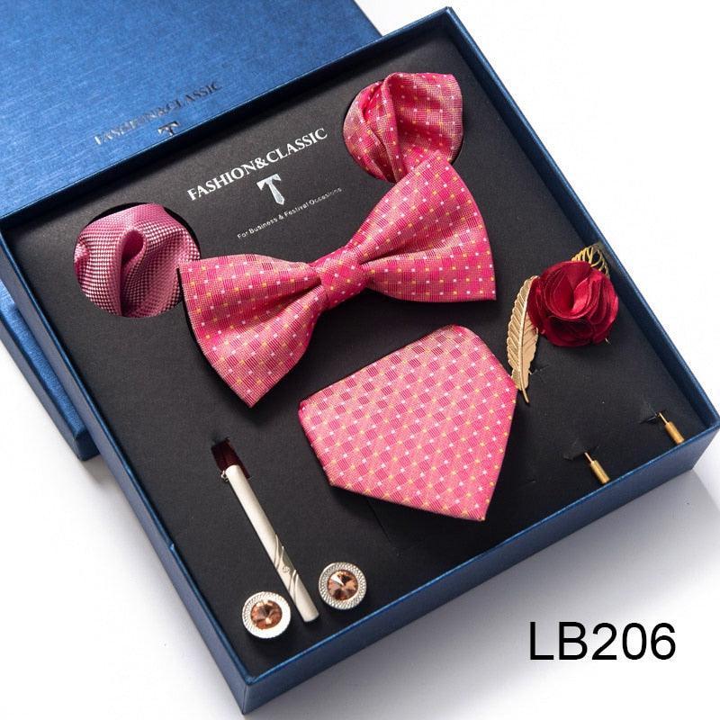 Silk Style Necktie & Pocket Squares Gift Box Neckties Luxurious Weddings