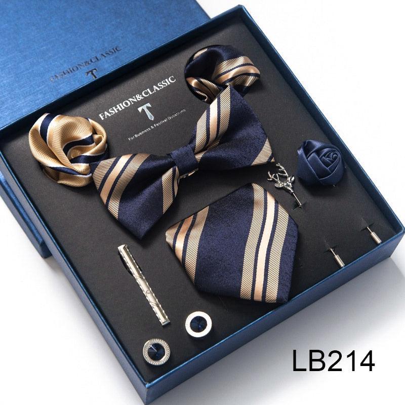 Silk Style Necktie & Pocket Squares Gift Box Neckties Luxurious Weddings