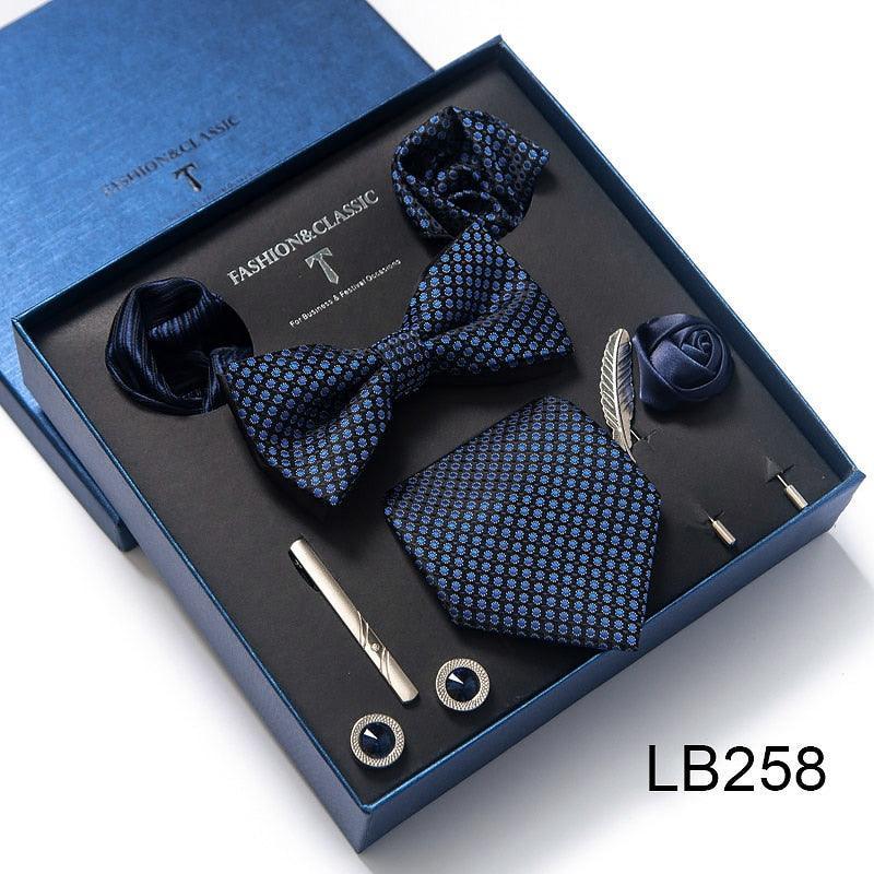 Silk Style Necktie & Pocket Squares Gift Box Neckties Luxurious Weddings
