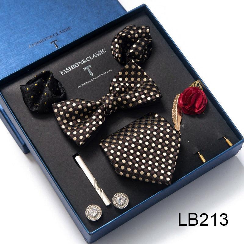 Silk Style Necktie & Pocket Squares Gift Box Neckties Luxurious Weddings