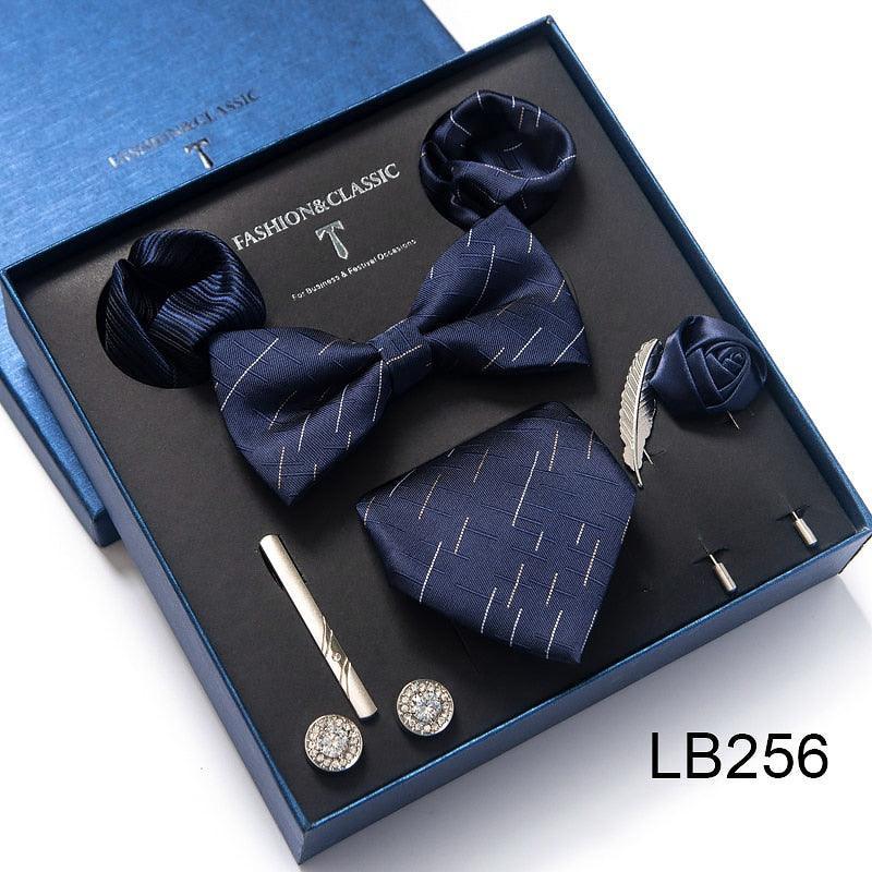 Silk Style Necktie & Pocket Squares Gift Box Neckties Luxurious Weddings
