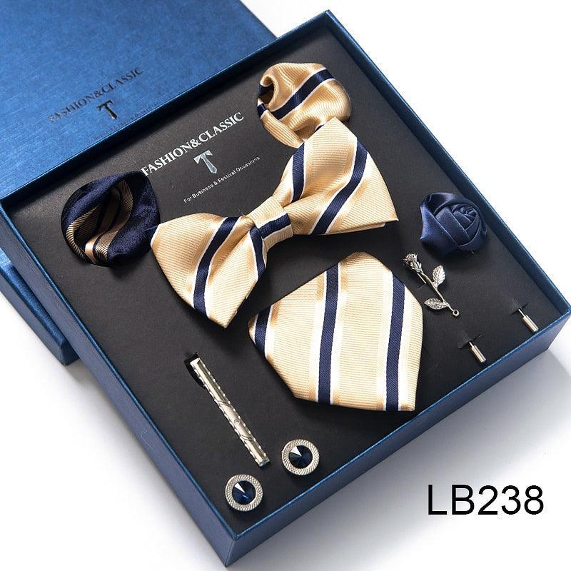 Silk Style Necktie & Pocket Squares Gift Box Neckties Luxurious Weddings