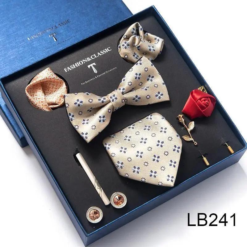 Silk Style Necktie & Pocket Squares Gift Box Neckties Luxurious Weddings