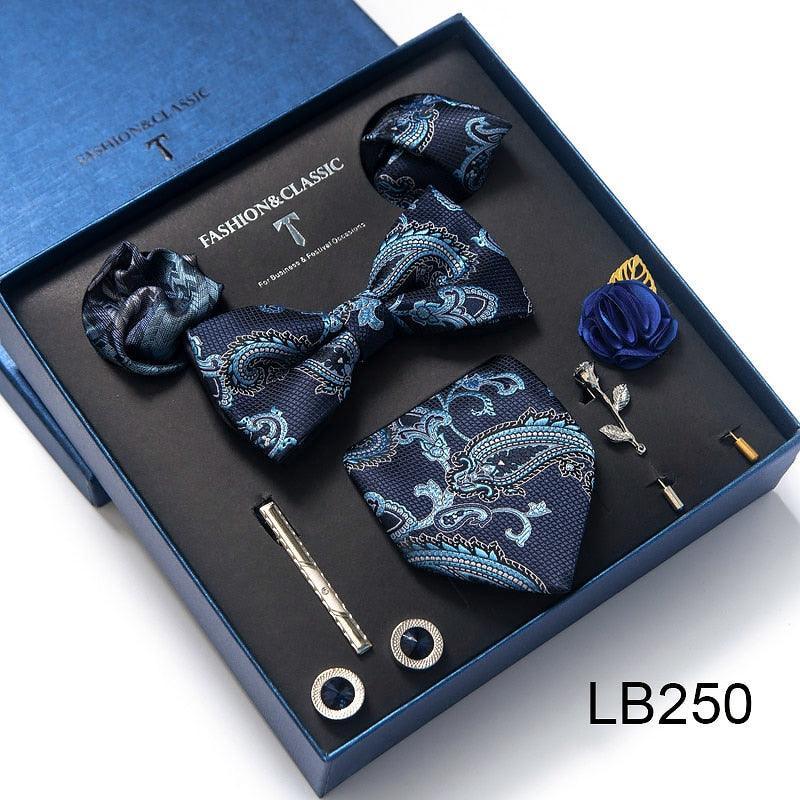 Silk Style Necktie & Pocket Squares Gift Box Neckties Luxurious Weddings
