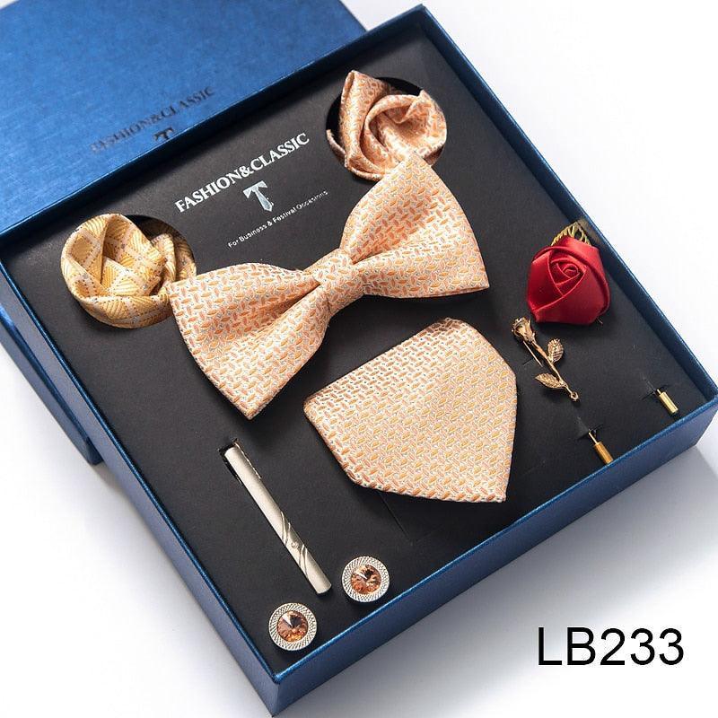 Silk Style Necktie & Pocket Squares Gift Box Neckties Luxurious Weddings