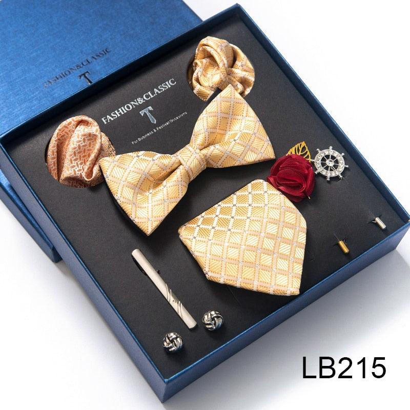 Silk Style Necktie & Pocket Squares Gift Box Neckties Luxurious Weddings