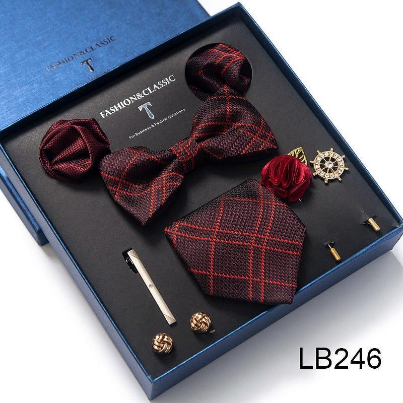 Silk Style Necktie & Pocket Squares Gift Box Neckties Luxurious Weddings