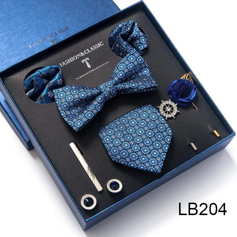 Silk Style Necktie & Pocket Squares Gift Box Neckties Luxurious Weddings