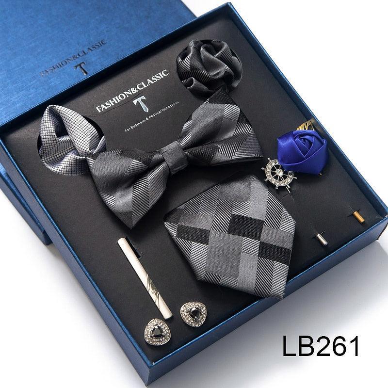 Silk Style Necktie & Pocket Squares Gift Box Neckties Luxurious Weddings
